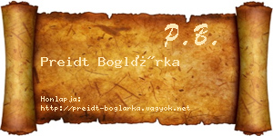 Preidt Boglárka névjegykártya